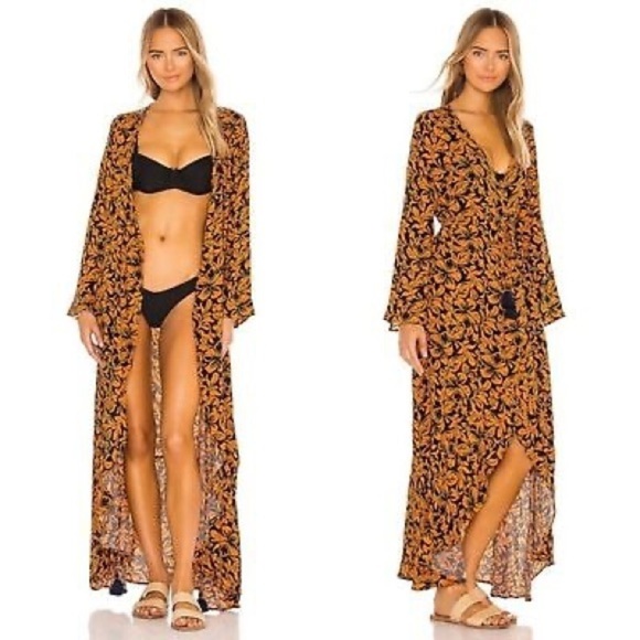 NWT Maaji Sunset Elixir Kimono Wrap Cover Up Long Floral Dress - Picture 1 of 13